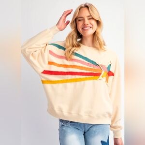 Shooting Star Pullover Sweatshirt Khaki Easel Size S